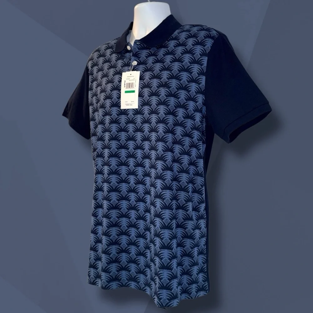 Original Penguin Palm Print Polo Shirt Men’s Large - NWT Dark Sapphire Blue - Picture 7 of 10
